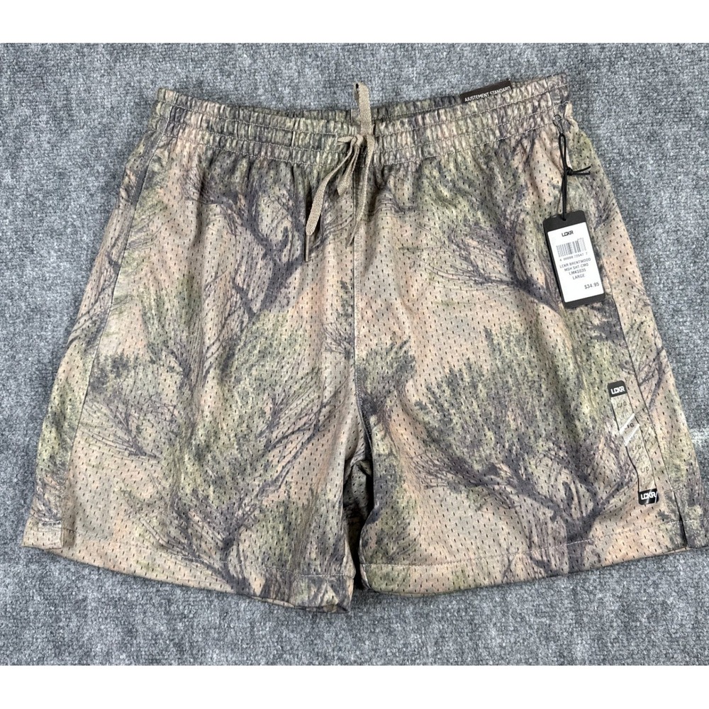 LCKR Mens Large Woodland Camo Brentwood Mesh Shorts NWT
